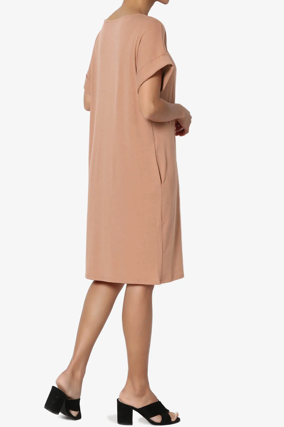 Janie Rolled Short Sleeve Round Neck Dress PLUS
