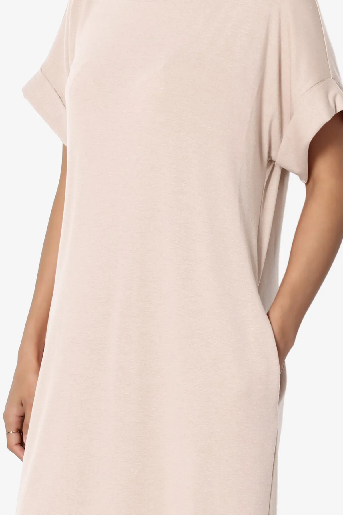 Janie Rolled Short Sleeve Round Neck Dress PLUS