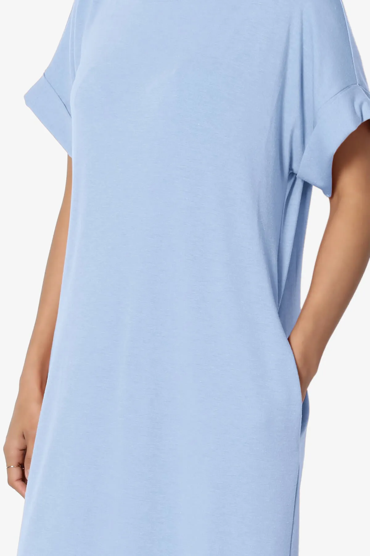 Janie Rolled Short Sleeve Round Neck Dress PLUS