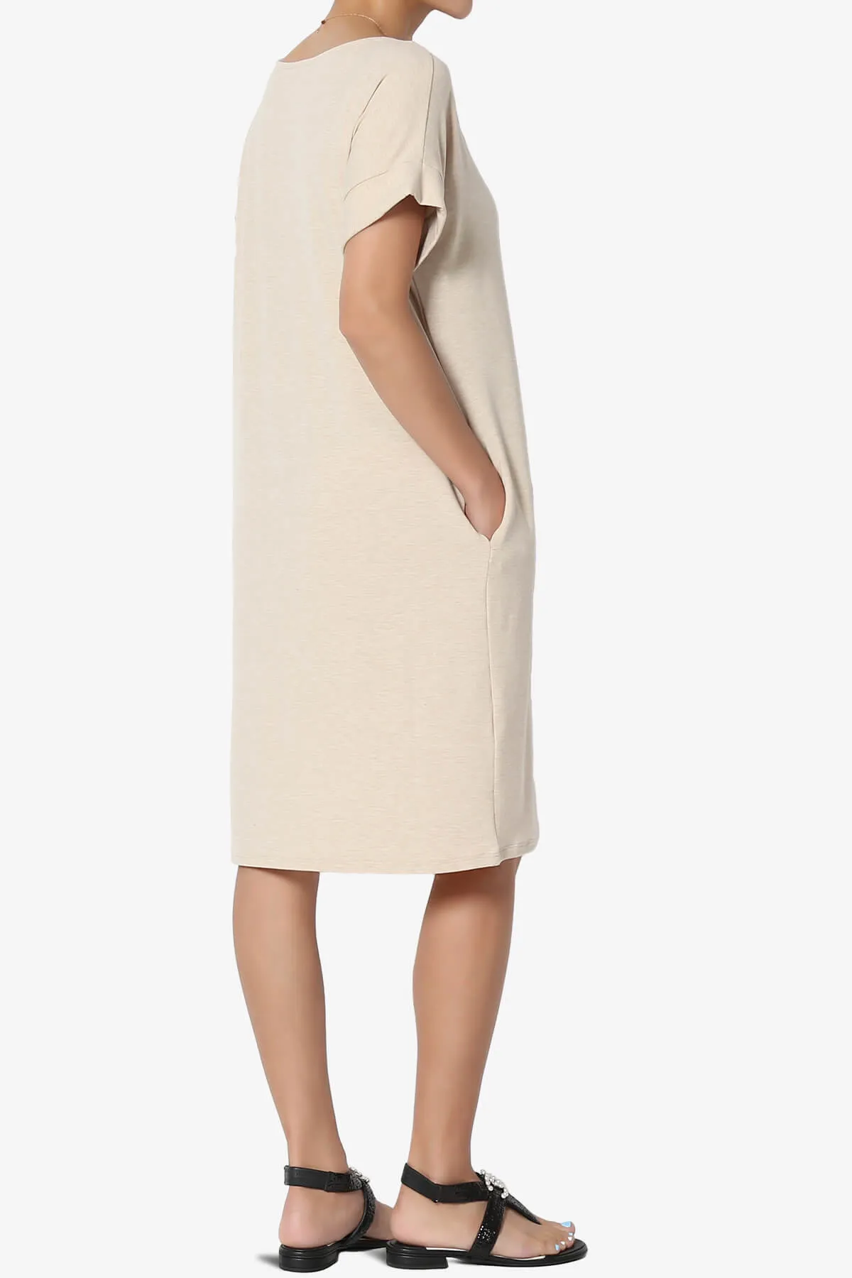Janie Rolled Short Sleeve Round Neck Dress PLUS