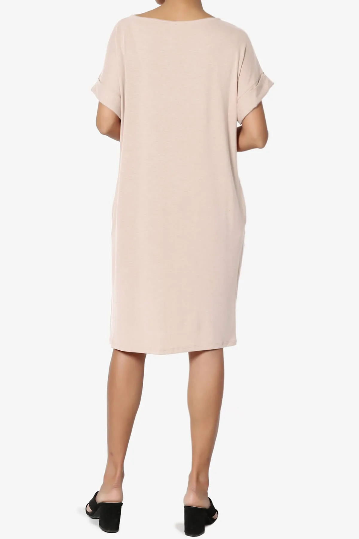 Janie Rolled Short Sleeve Round Neck Dress PLUS