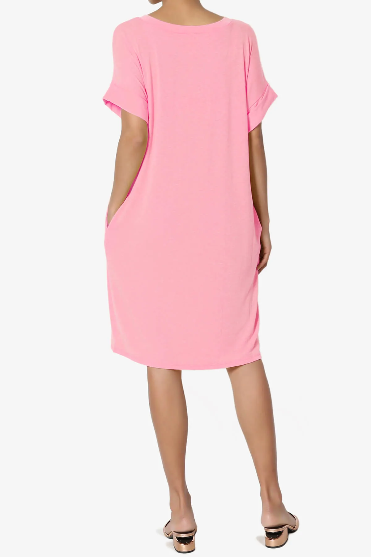 Janie Rolled Short Sleeve Round Neck Dress PLUS