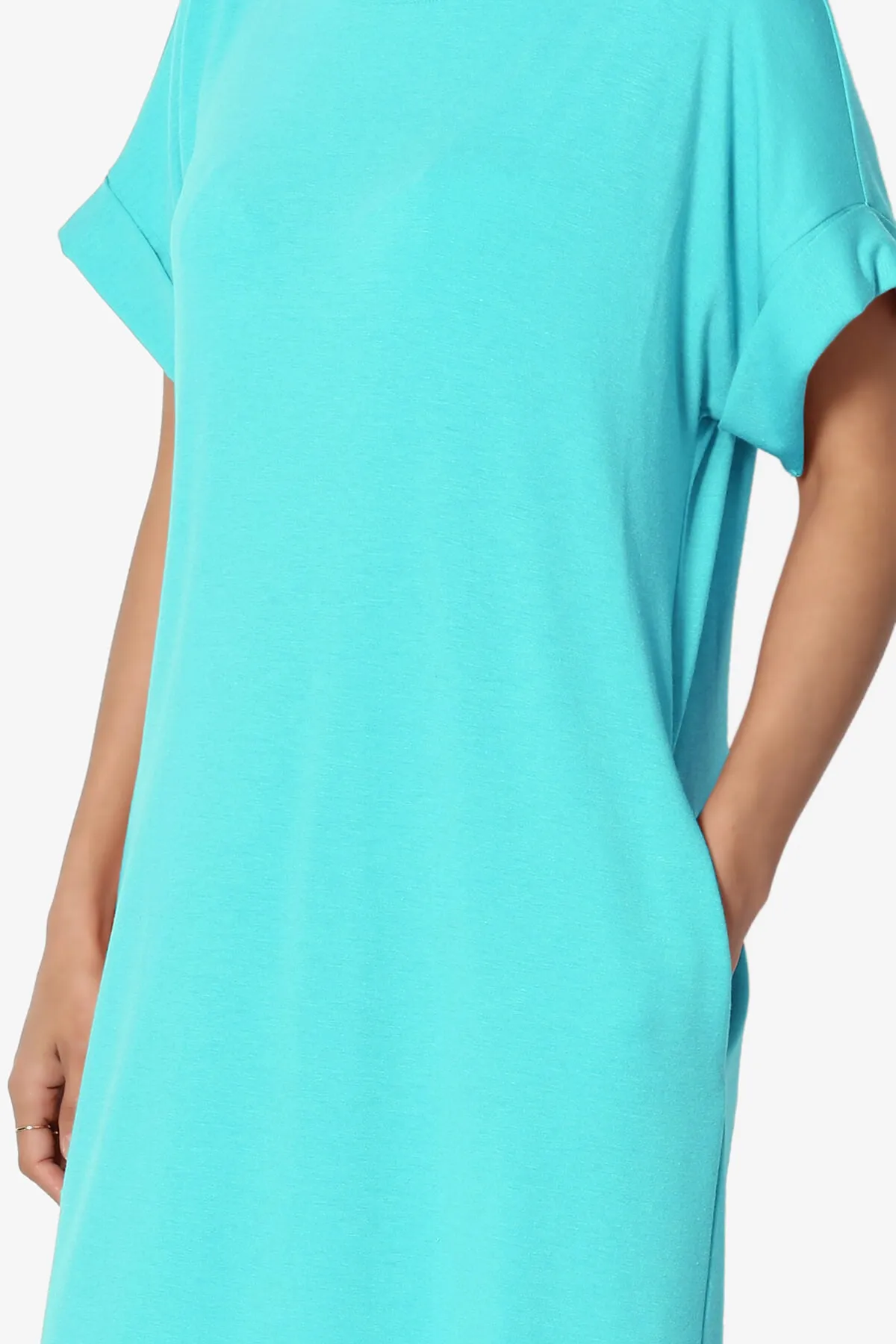 Janie Rolled Short Sleeve Round Neck Dress PLUS