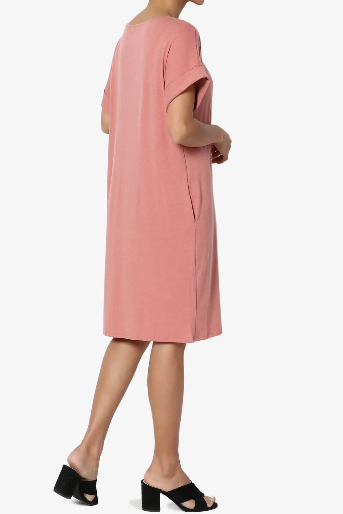 Janie Rolled Short Sleeve Round Neck Dress PLUS