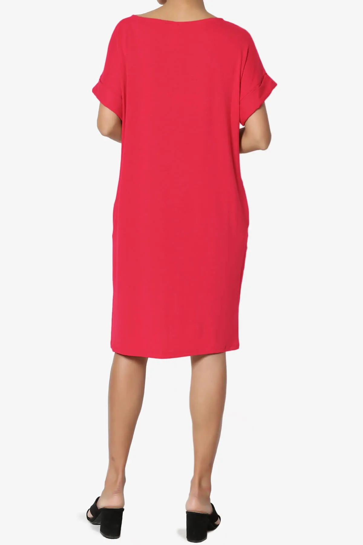 Janie Rolled Short Sleeve Round Neck Dress PLUS