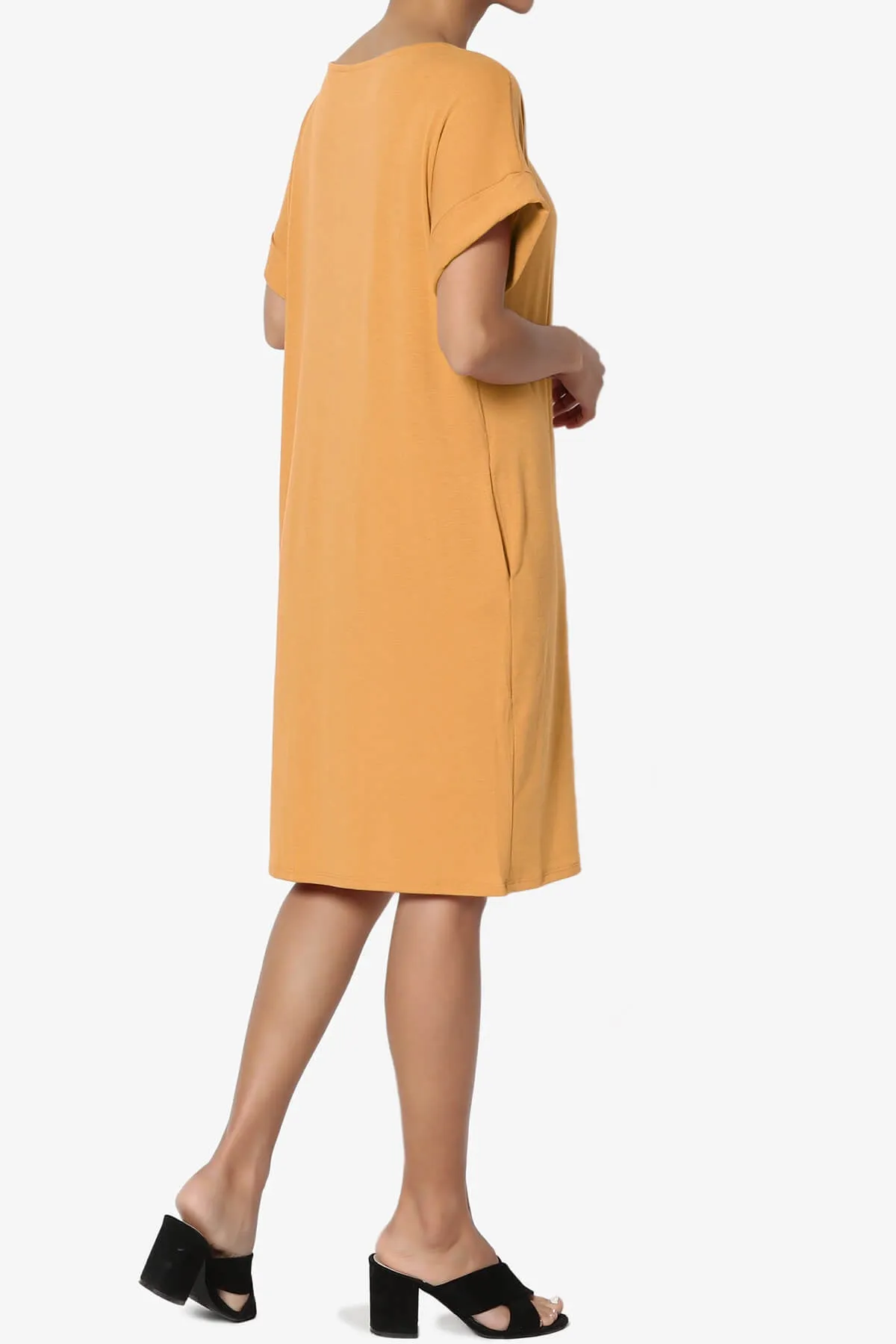 Janie Rolled Short Sleeve Round Neck Dress PLUS