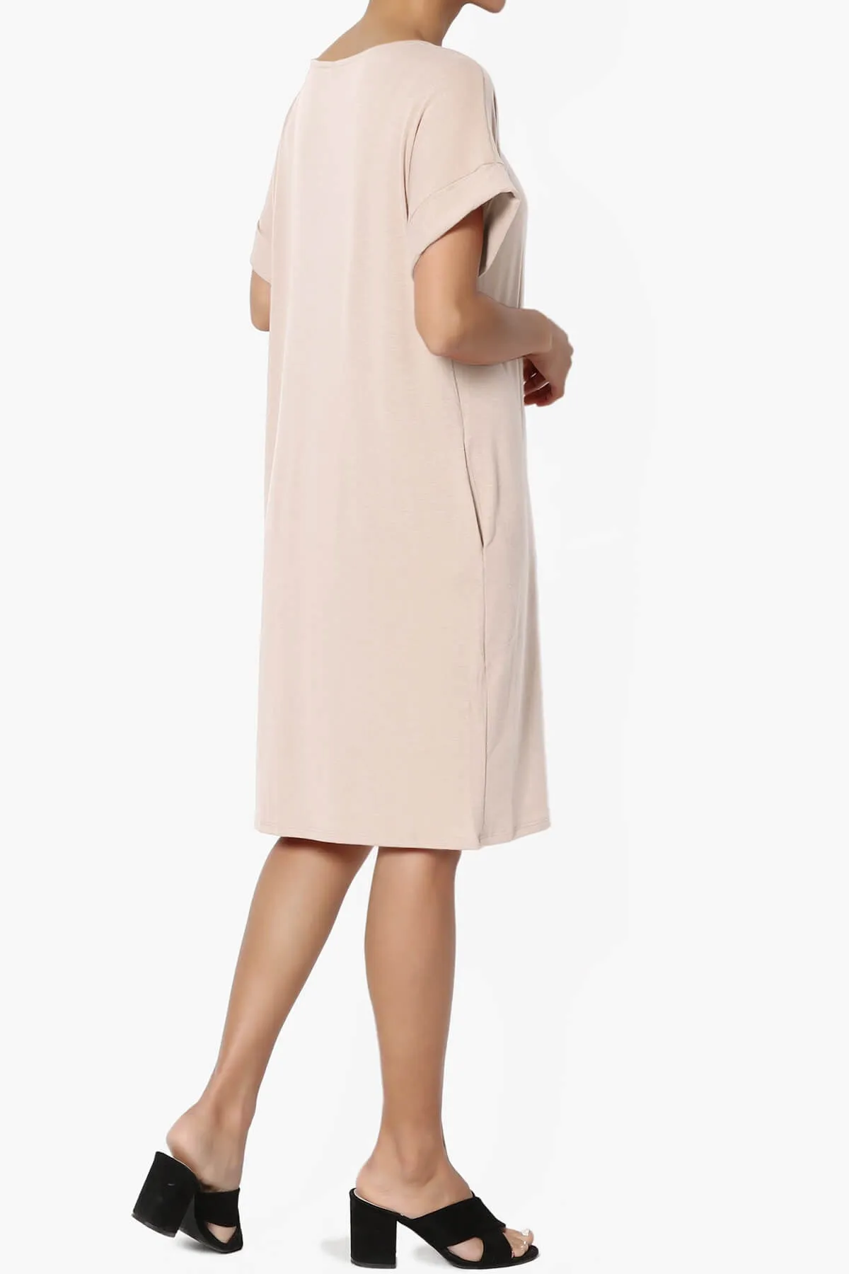 Janie Rolled Short Sleeve Round Neck Dress PLUS