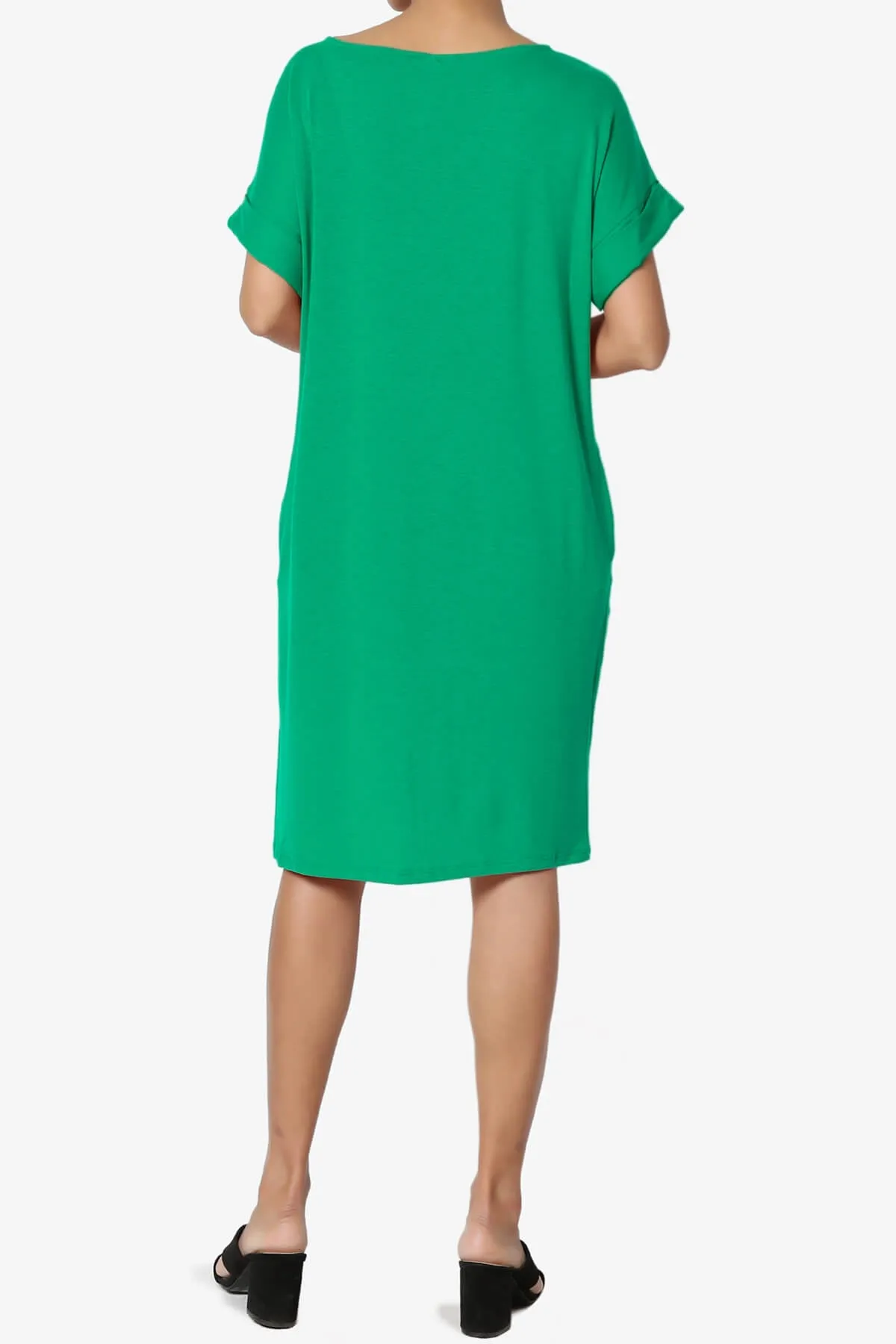 Janie Rolled Short Sleeve Round Neck Dress PLUS