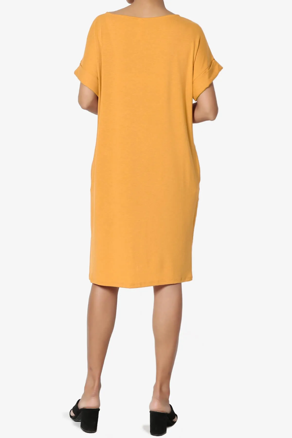 Janie Rolled Short Sleeve Round Neck Dress PLUS