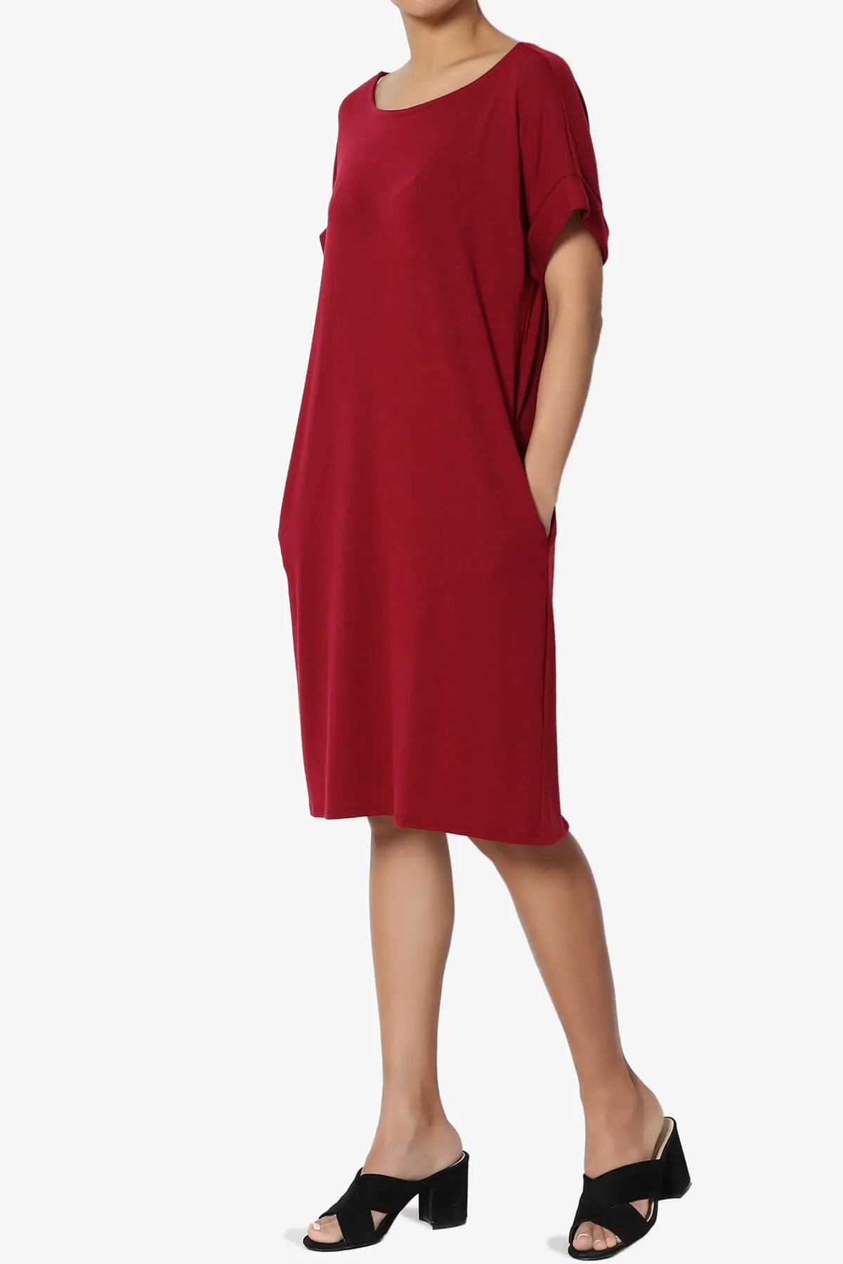 Janie Rolled Short Sleeve Round Neck Dress PLUS
