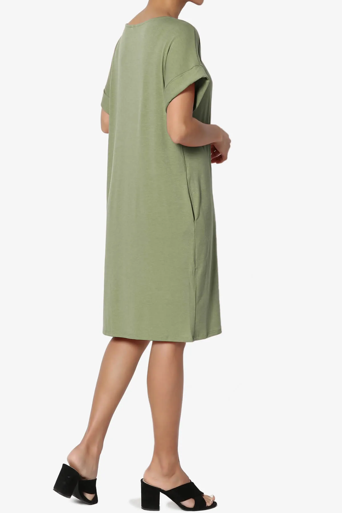Janie Rolled Short Sleeve Round Neck Dress PLUS