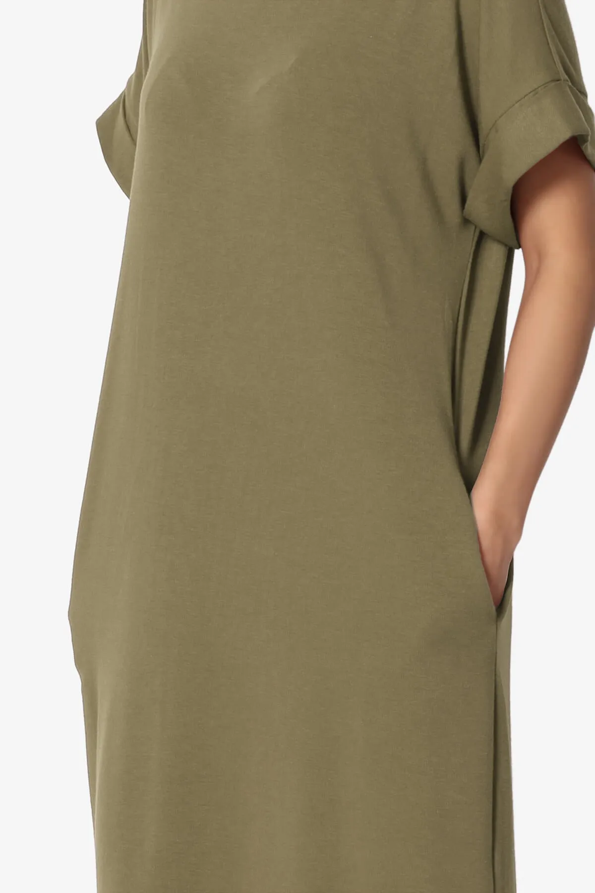 Janie Rolled Short Sleeve Round Neck Dress PLUS