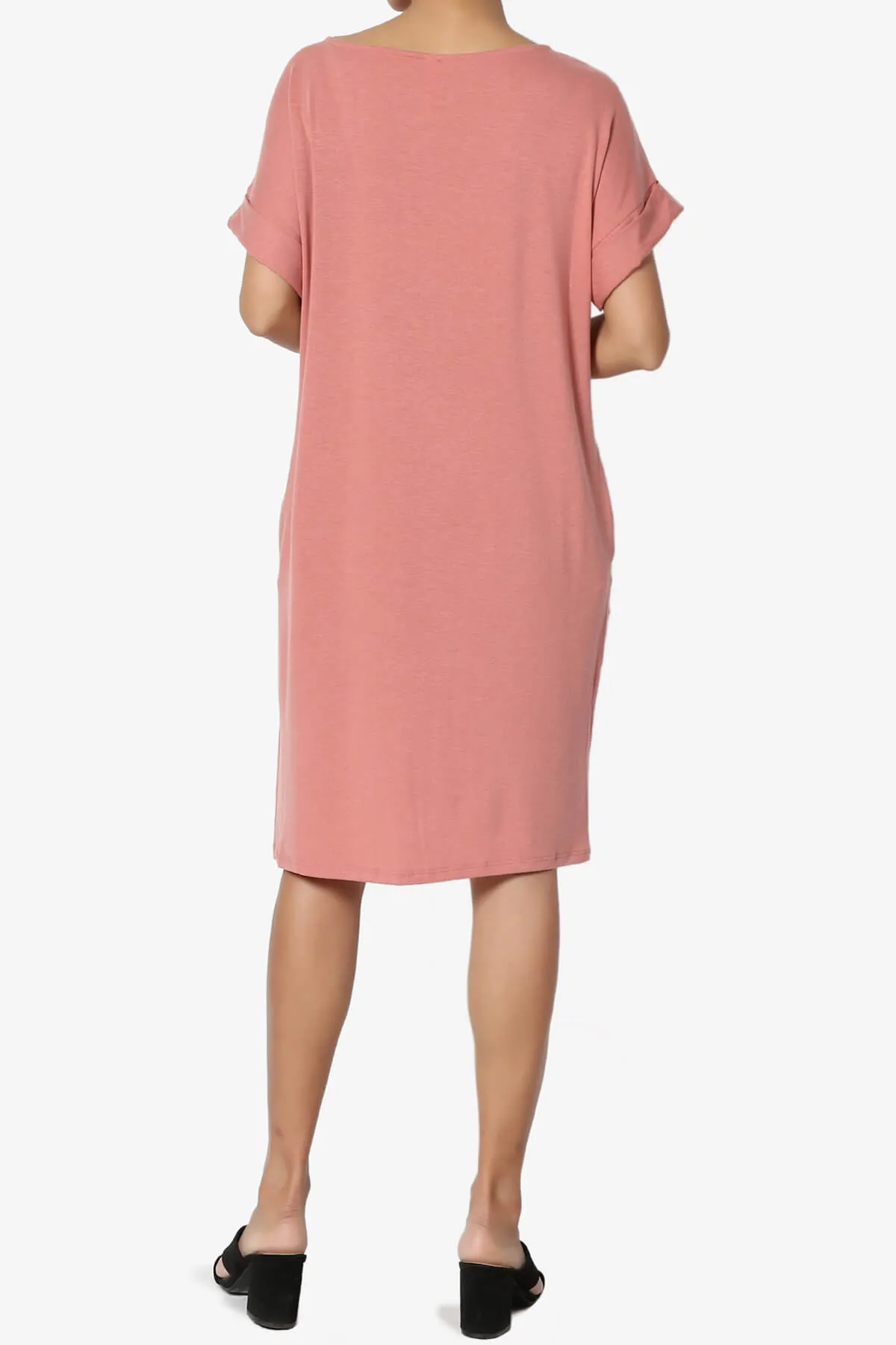 Janie Rolled Short Sleeve Round Neck Dress PLUS