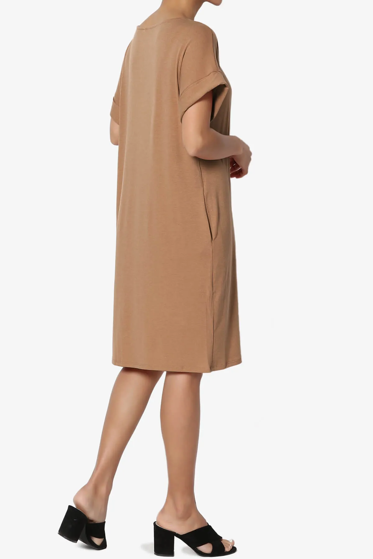 Janie Rolled Short Sleeve Round Neck Dress PLUS