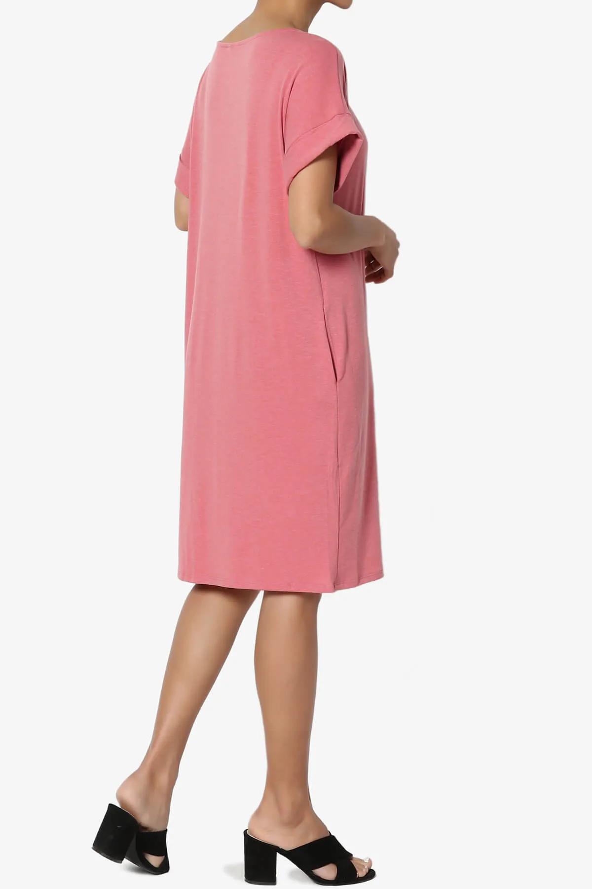 Janie Rolled Short Sleeve Round Neck Dress PLUS