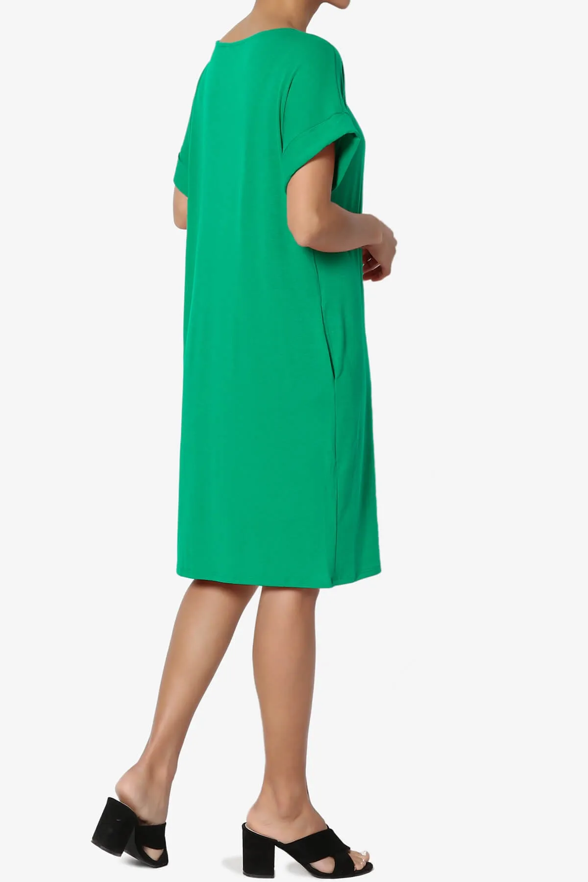 Janie Rolled Short Sleeve Round Neck Dress PLUS