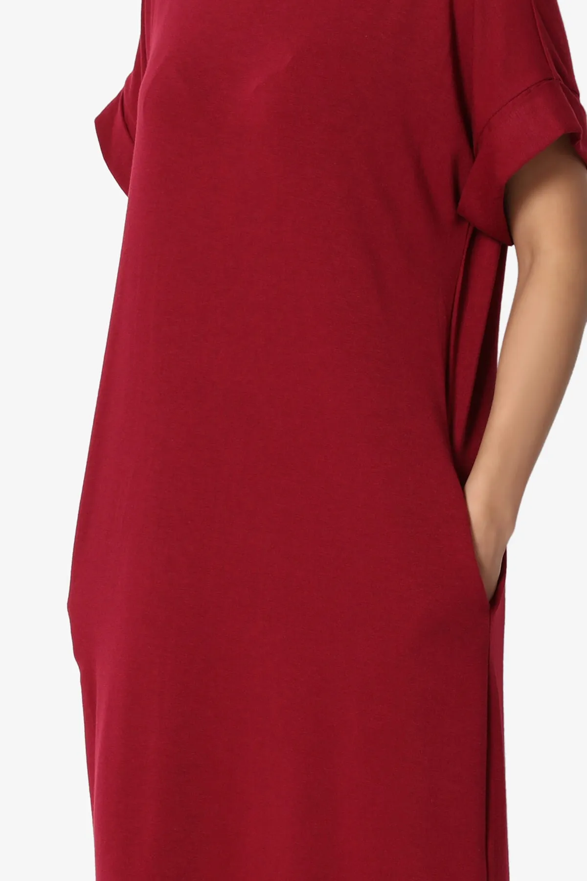 Janie Rolled Short Sleeve Round Neck Dress PLUS