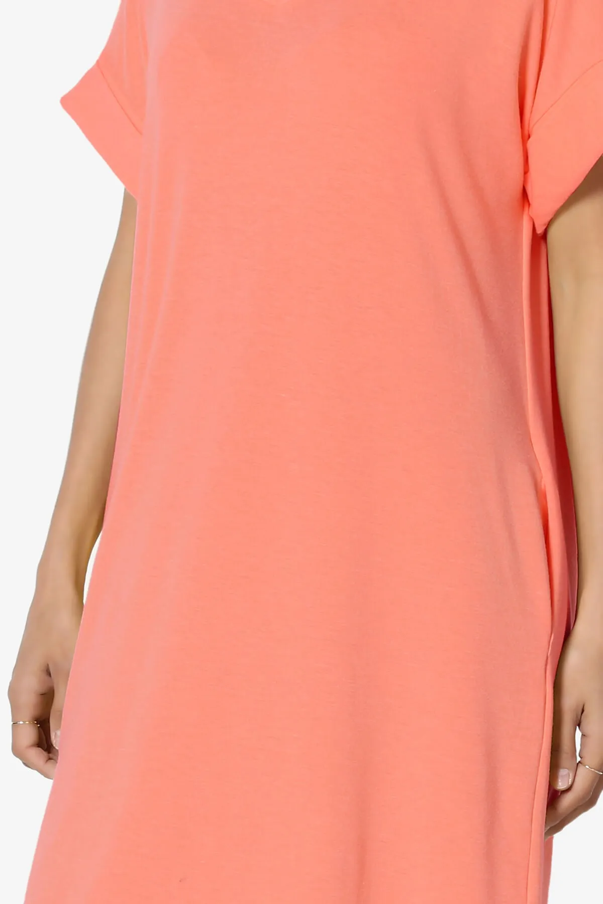 Janie Rolled Short Sleeve Round Neck Dress PLUS