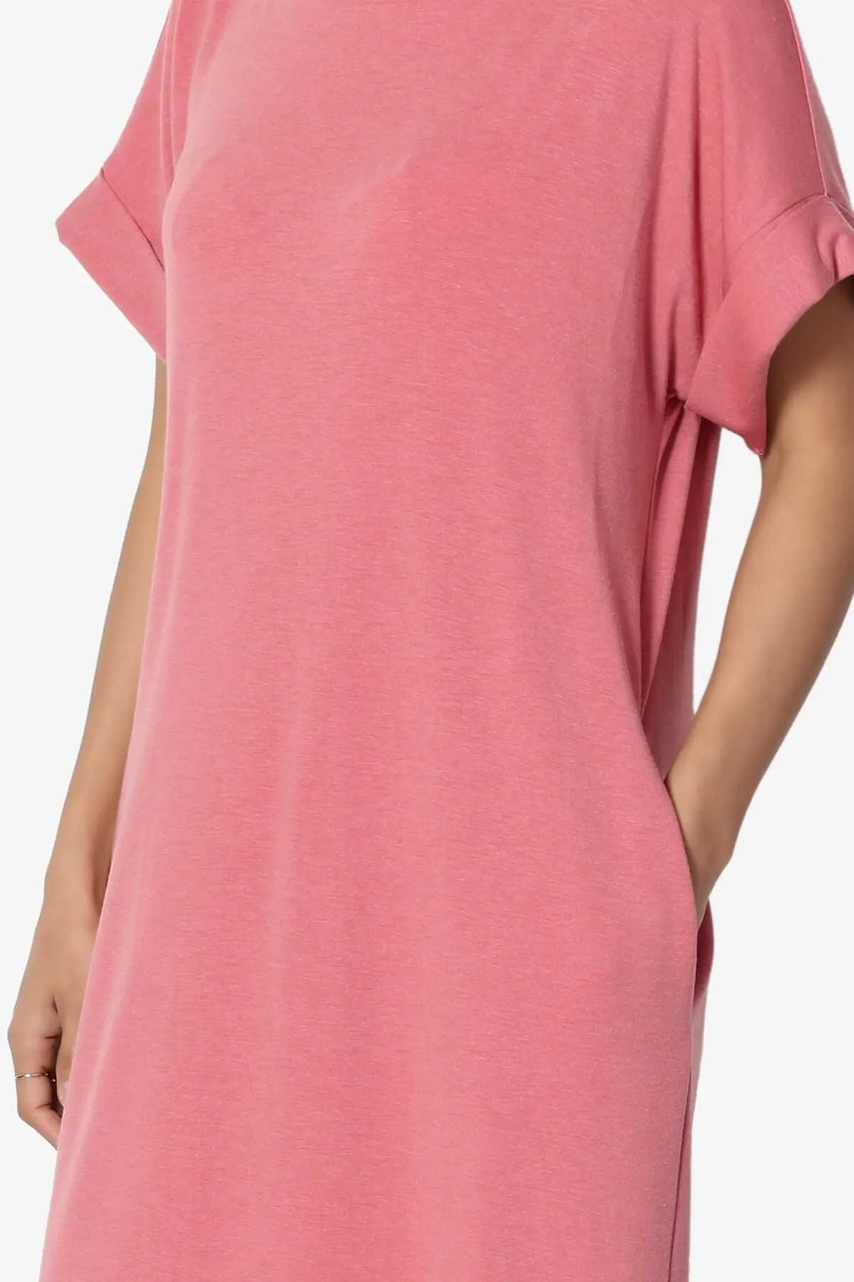 Janie Rolled Short Sleeve Round Neck Dress PLUS
