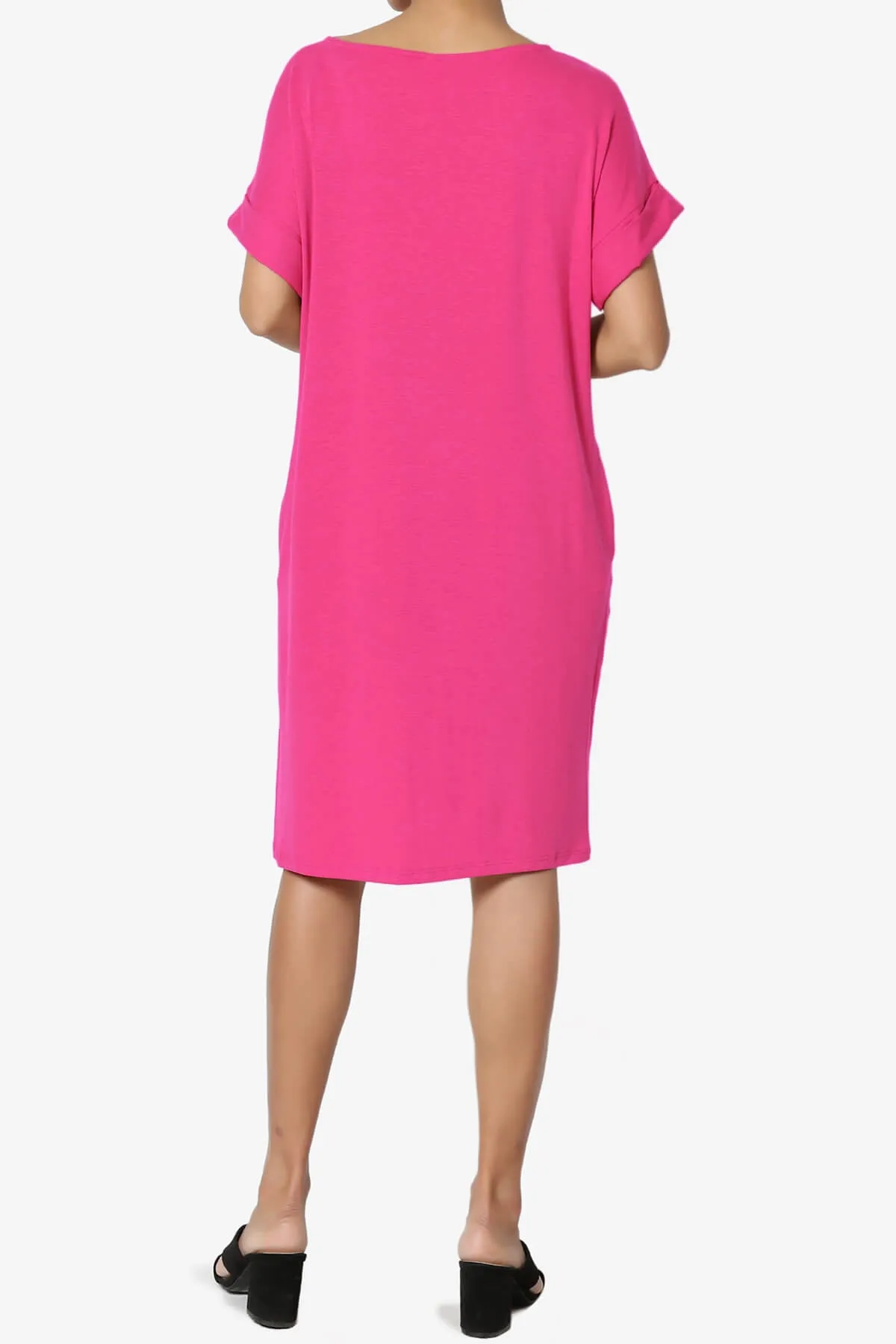 Janie Rolled Short Sleeve Round Neck Dress PLUS
