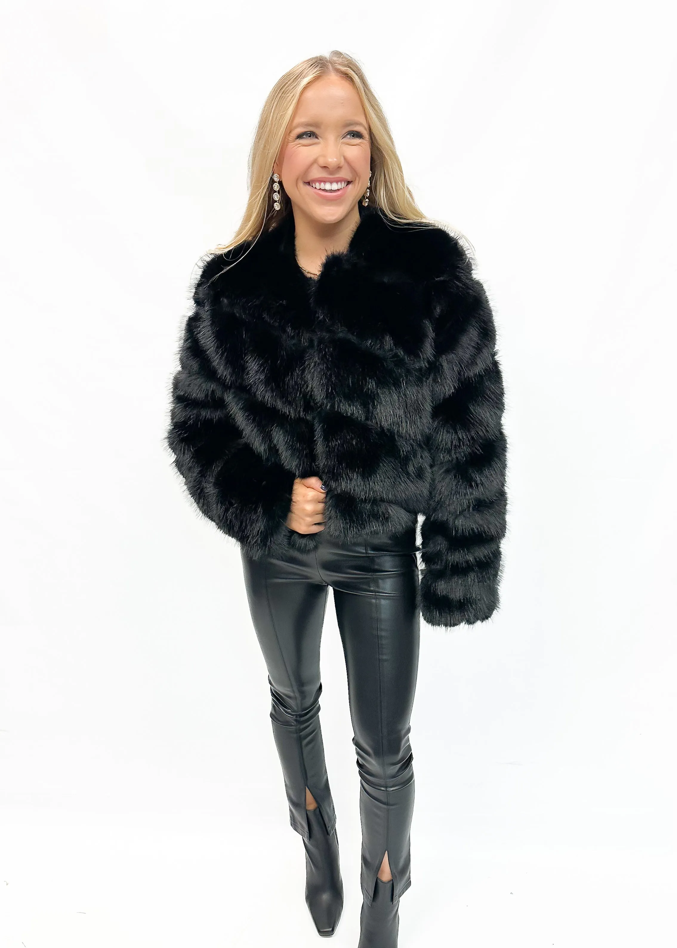 Jayley Handmade Bamboo Lyocell Faux Fur Jacket - Black
