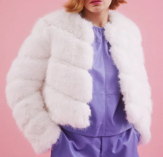 Jayley Handmade Bamboo Lyocell Faux Fur Jacket - Cream