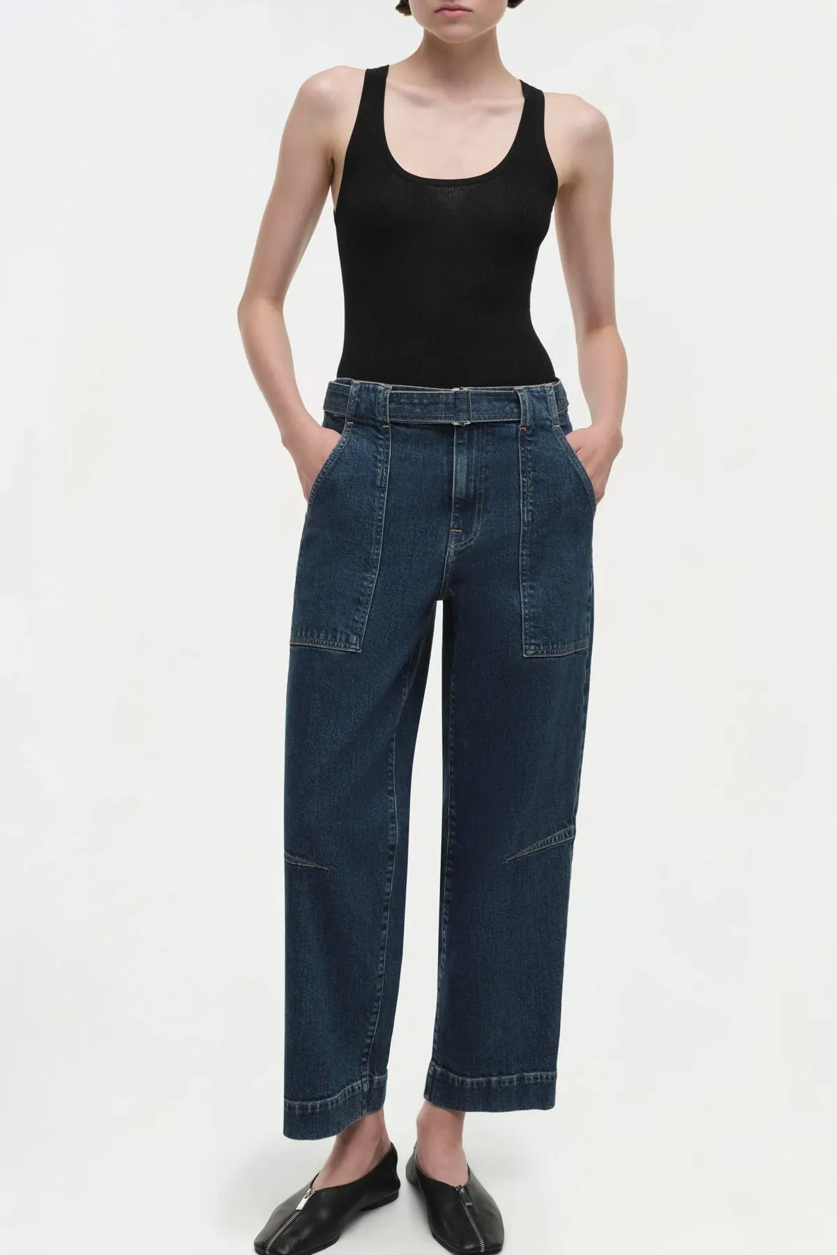 Jenny Belted Cropped Pant in Cielo