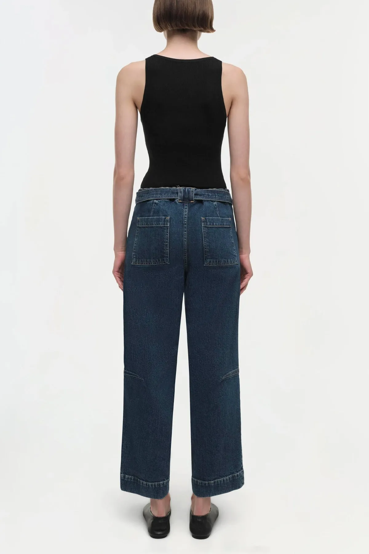 Jenny Belted Cropped Pant in Cielo