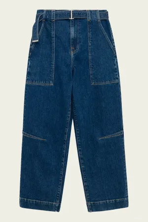 Jenny Belted Cropped Pant in Cielo