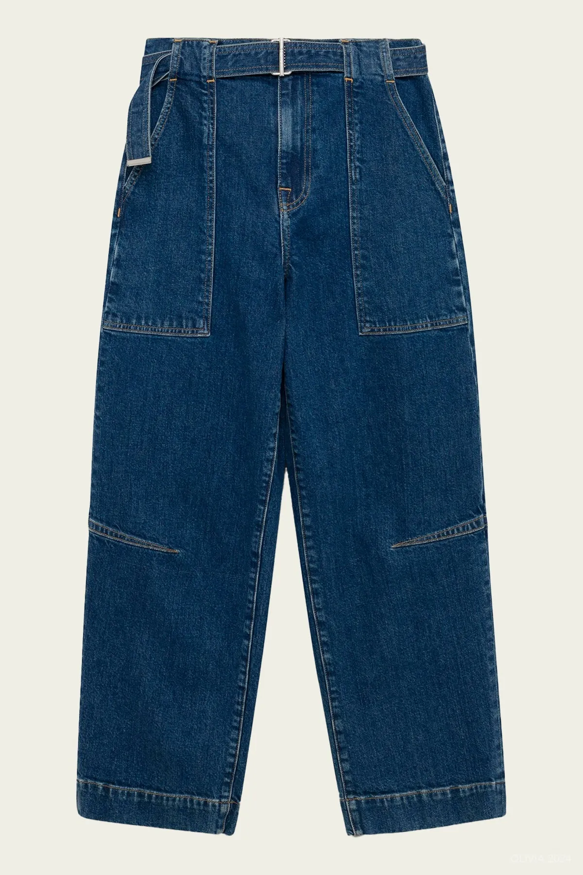 Jenny Belted Cropped Pant in Cielo