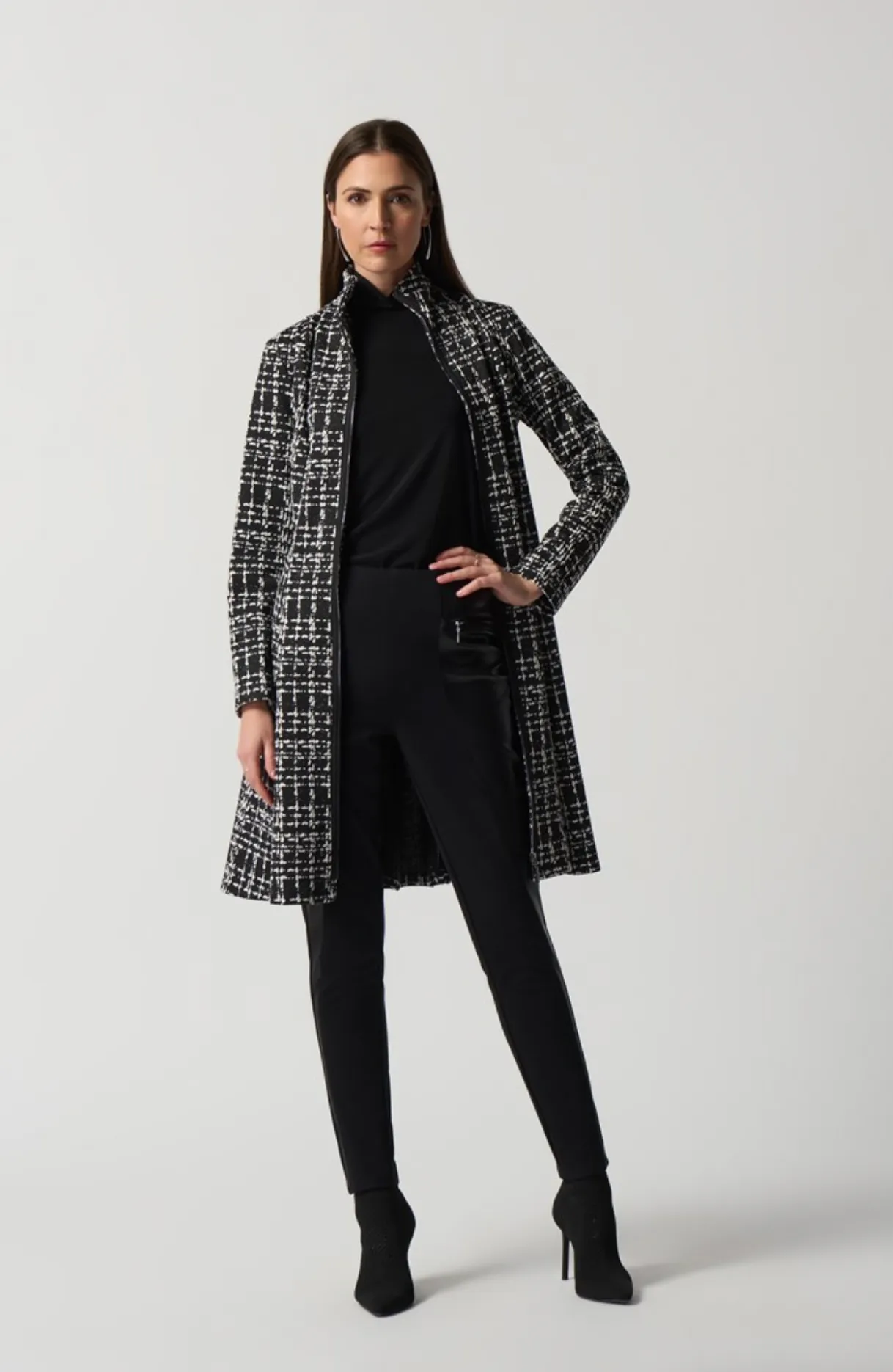 Joseph Ribkoff Black/White Plaid Coat