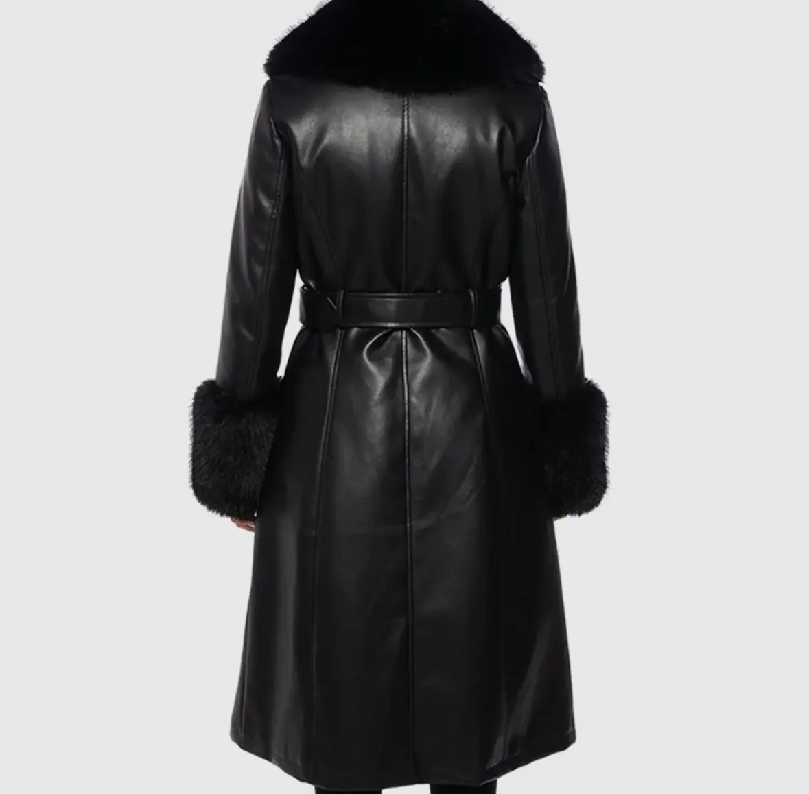 KAYA LEATHER JACKET FAUX FUR COLLAR/SLEEVES