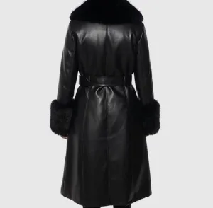 KAYA LEATHER JACKET FAUX FUR COLLAR/SLEEVES