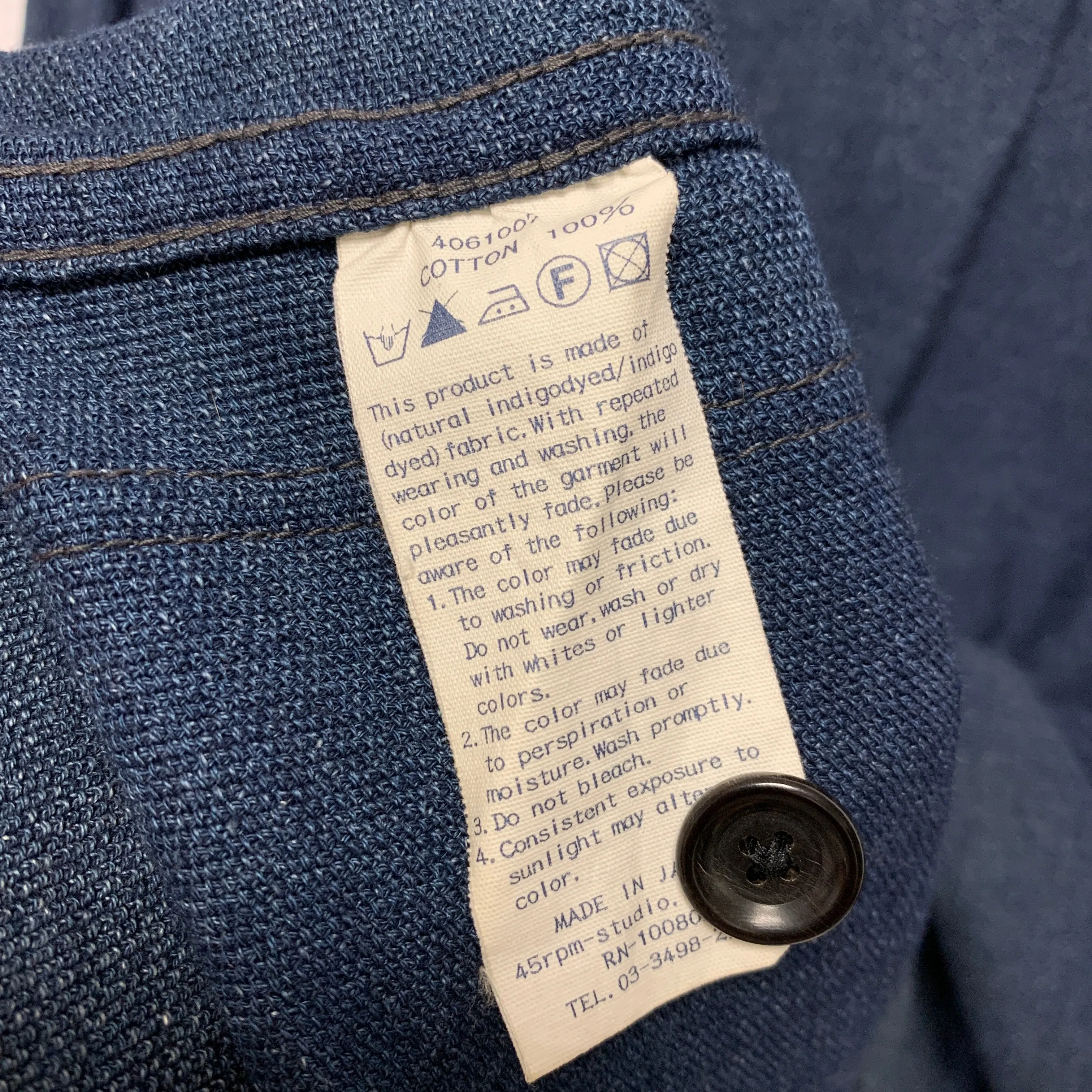 [L] 45rpm Woven Cotton Indigo Work Smock Jacket Coat