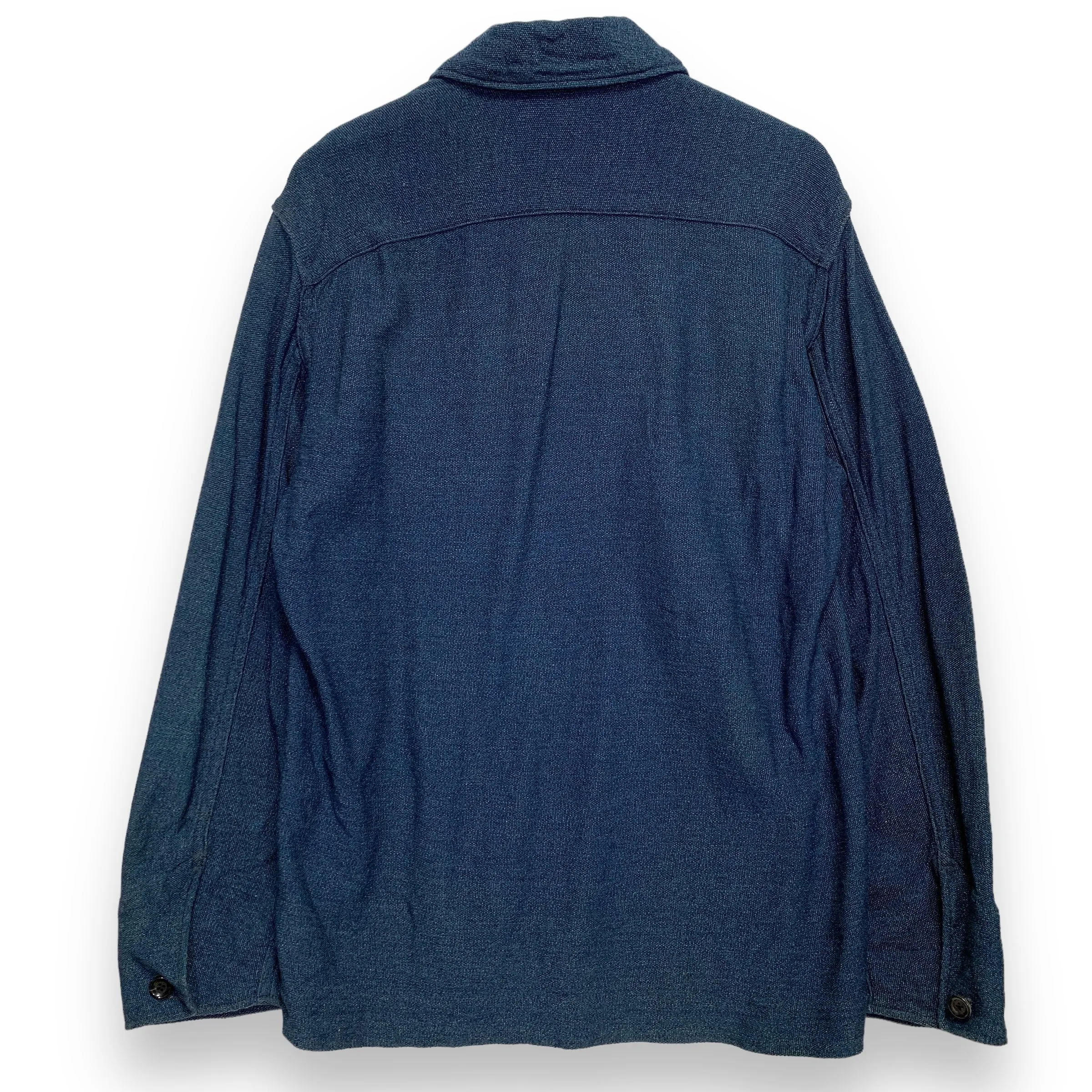 [L] 45rpm Woven Cotton Indigo Work Smock Jacket Coat