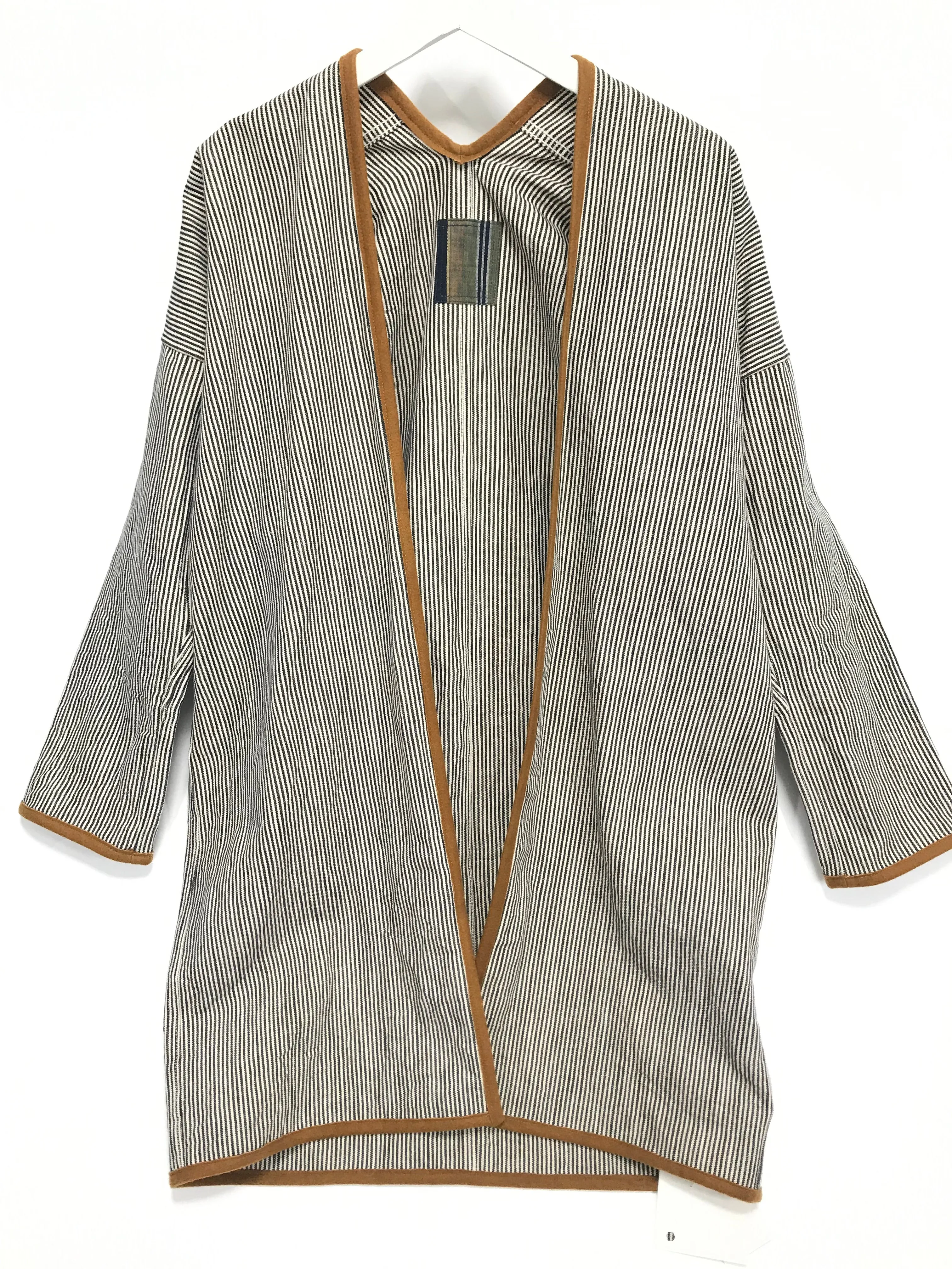 [L] Visvim ICT 16AW Sanjuro Coat Hickory Stripe Cotton Linen