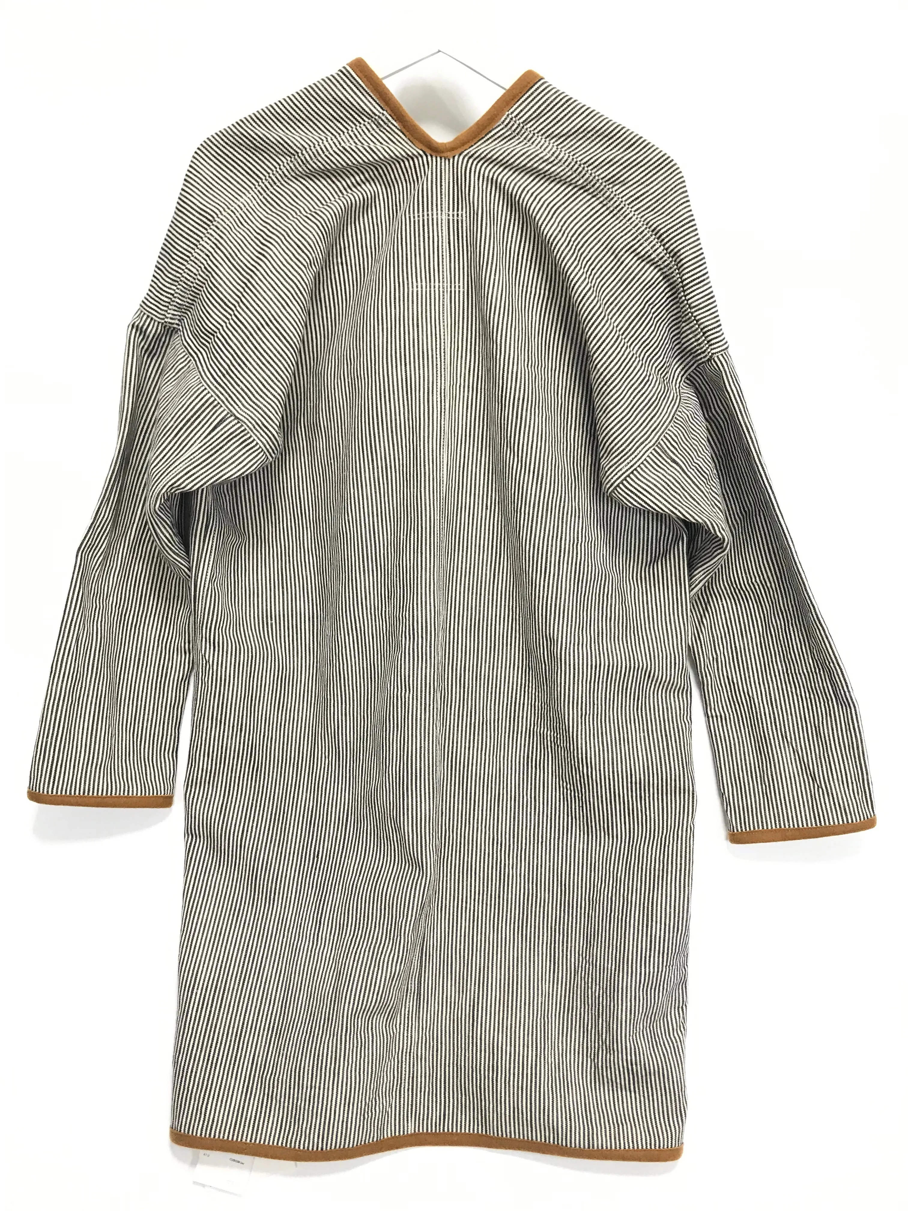 [L] Visvim ICT 16AW Sanjuro Coat Hickory Stripe Cotton Linen