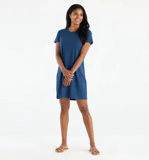 LADIES FREE FLY BAMBOO FLEX POCKET DRESS - TRUE NAVY