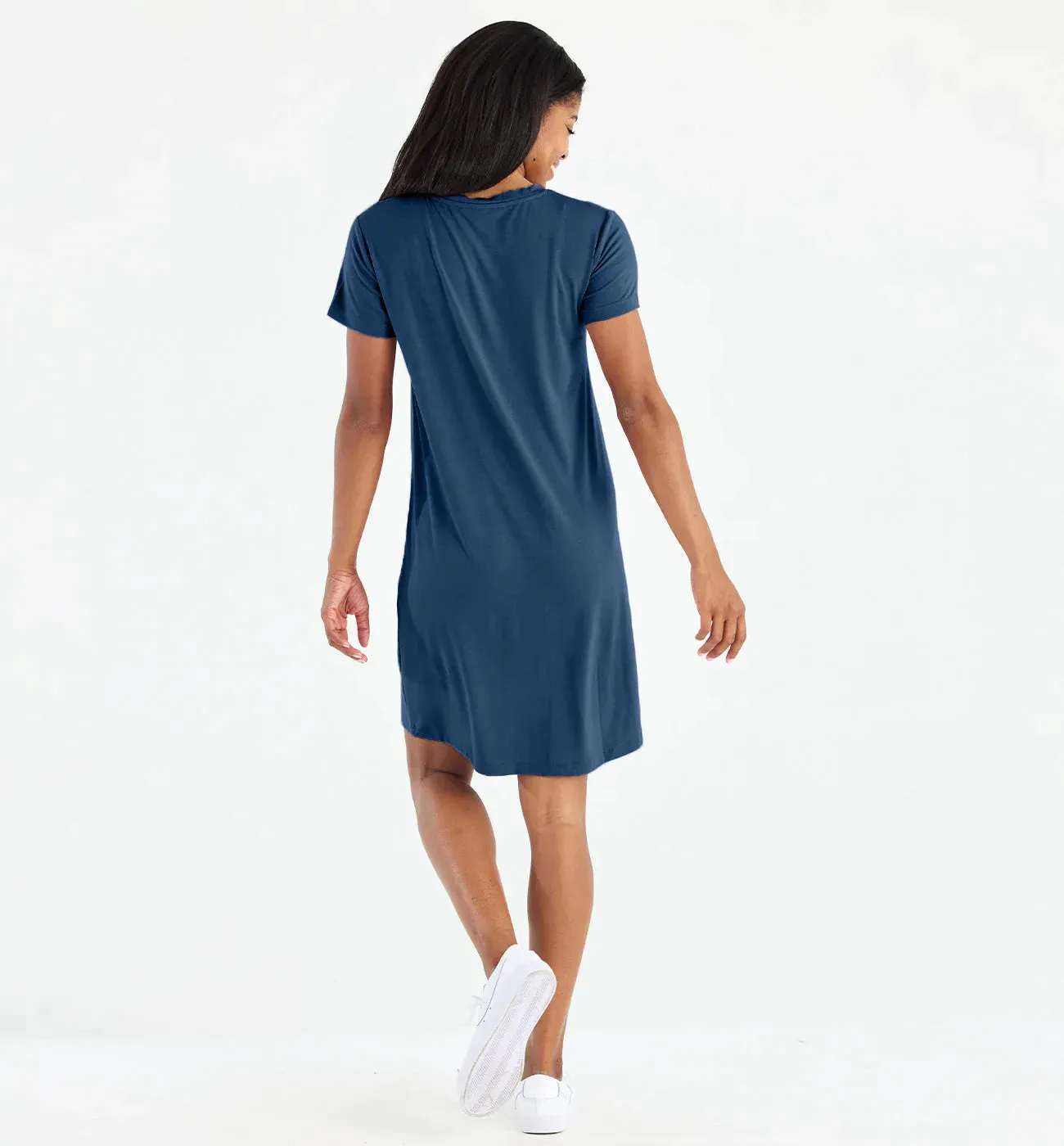 LADIES FREE FLY BAMBOO FLEX POCKET DRESS - TRUE NAVY
