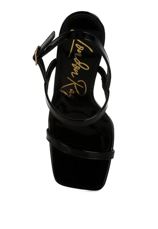 Ladra Fantasy Wedge 3.5" Heel Black Sandals