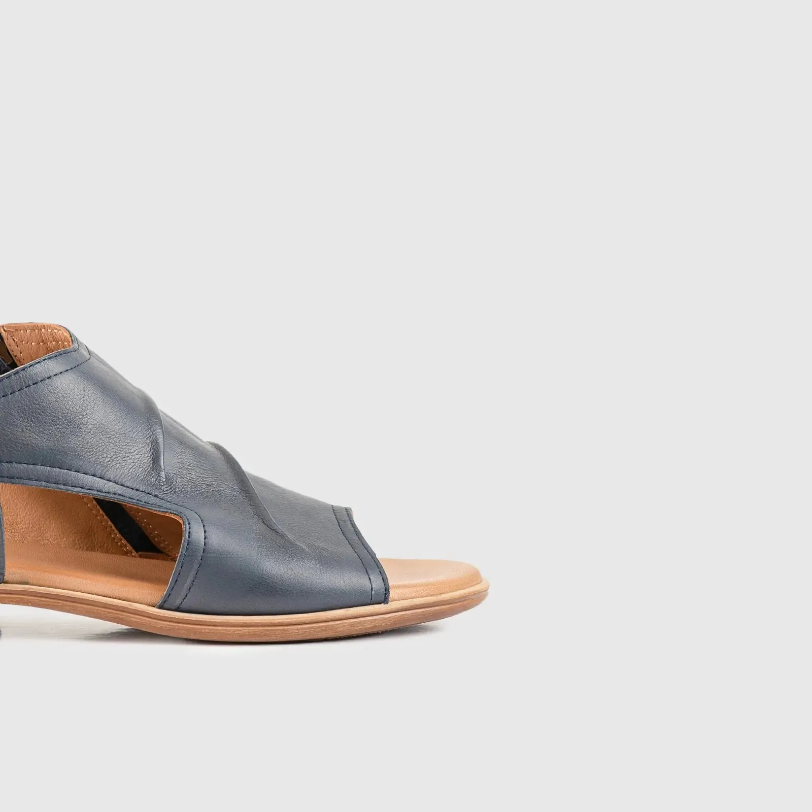 Leather Flat Comfort Sandals Navy 8840