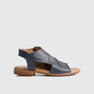 Leather Flat Comfort Sandals Navy 8840