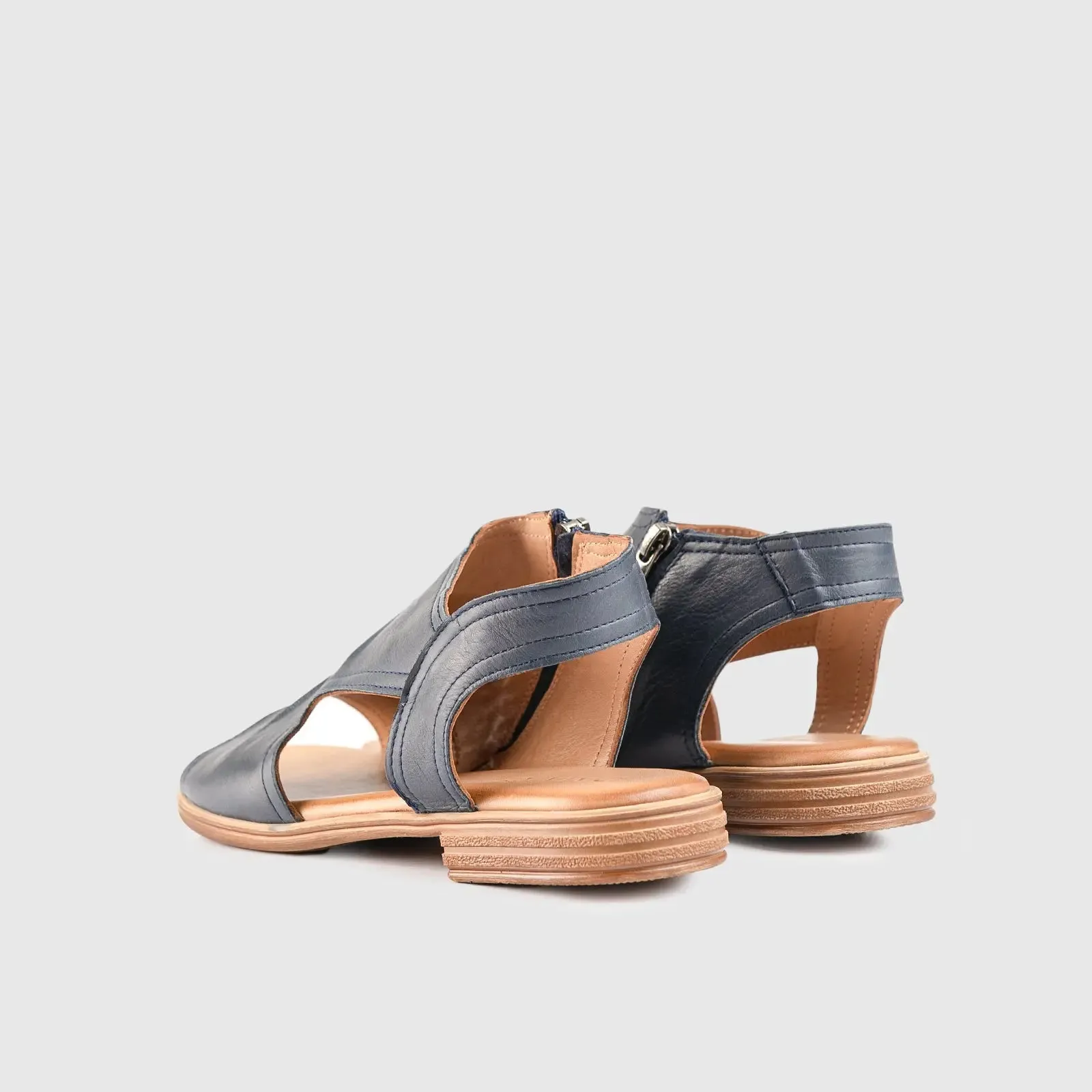 Leather Flat Comfort Sandals Navy 8840