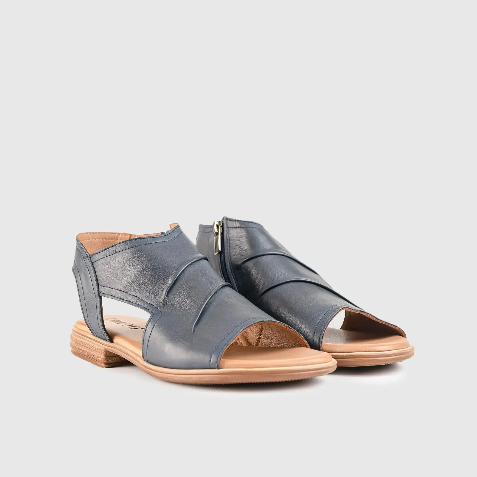 Leather Flat Comfort Sandals Navy 8840