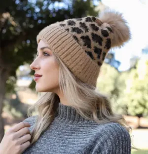 LEOPARD FAUX FUR BEANIE