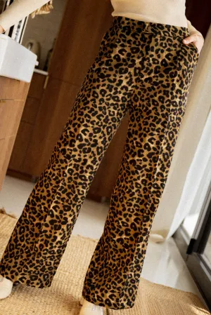 Leopard Print Wide Leg Pants