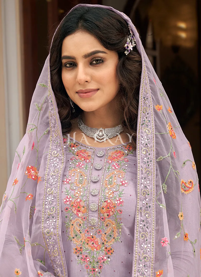 Lilac Purple Multi Embroidered Traditional Salwar Kameez
