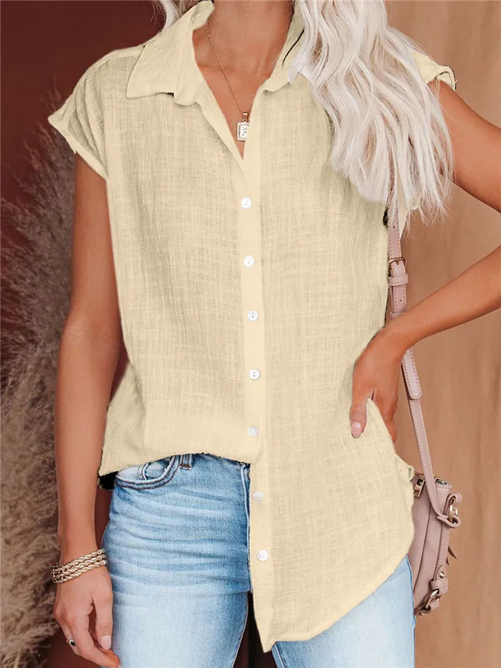 Linen Single Breasted Casual Lapel Shirts