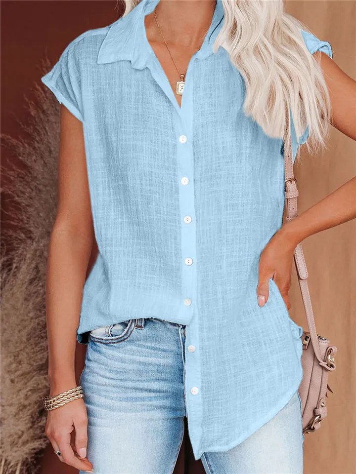 Linen Single Breasted Casual Lapel Shirts