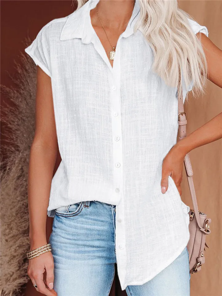 Linen Single Breasted Casual Lapel Shirts